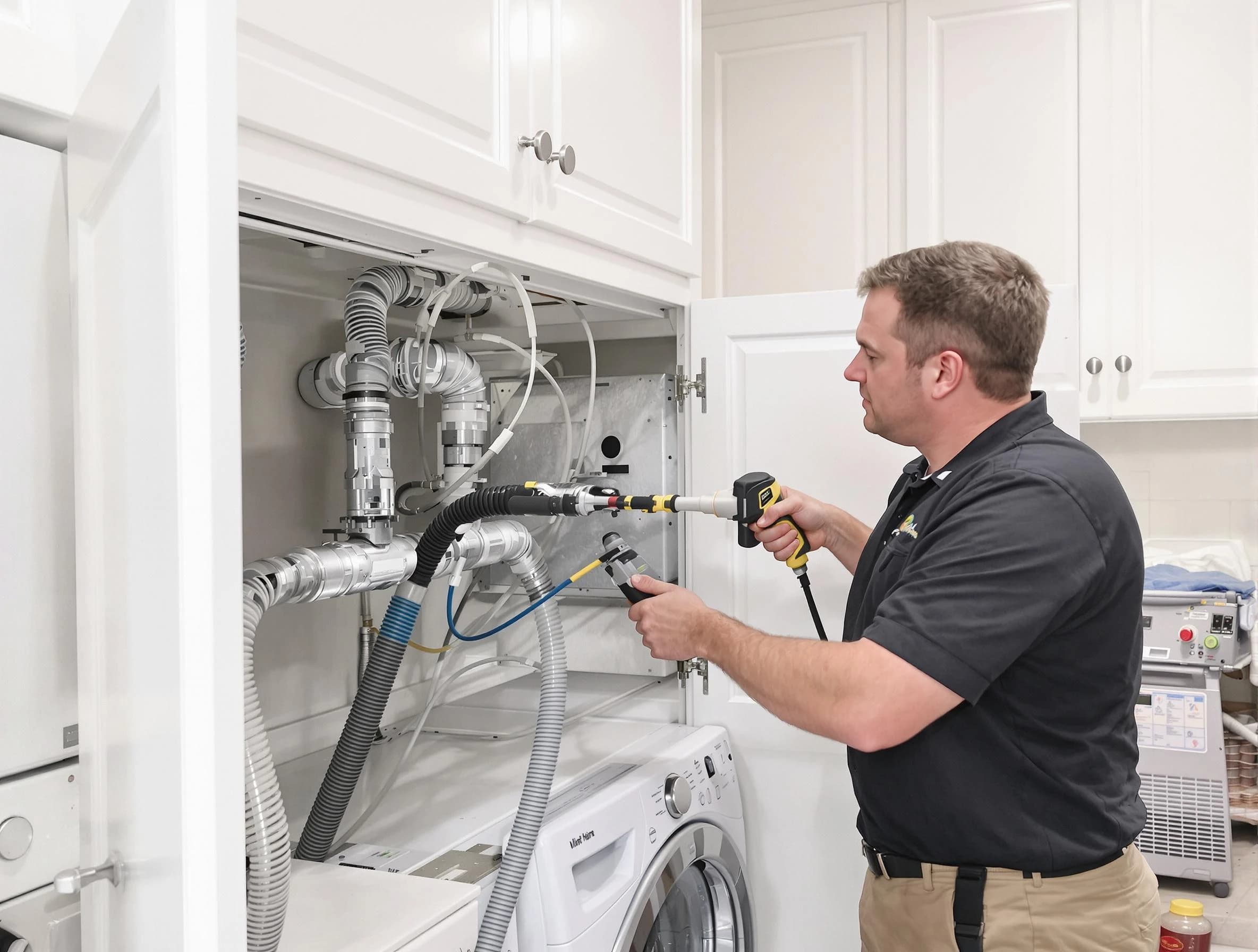 Lynn Dryer Vent Cleaning professional removing severe blockage from a clogged dryer vent in Lynn