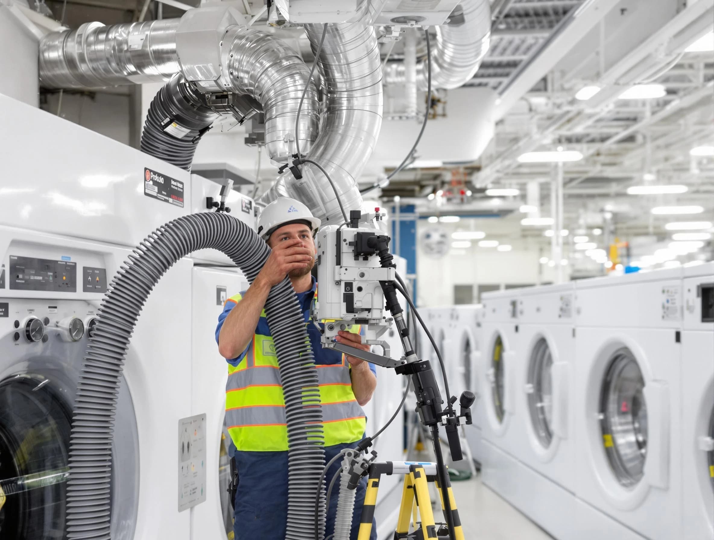Lynn Dryer Vent Cleaning team performing commercial-grade dryer vent cleaning at a business facility in Lynn
