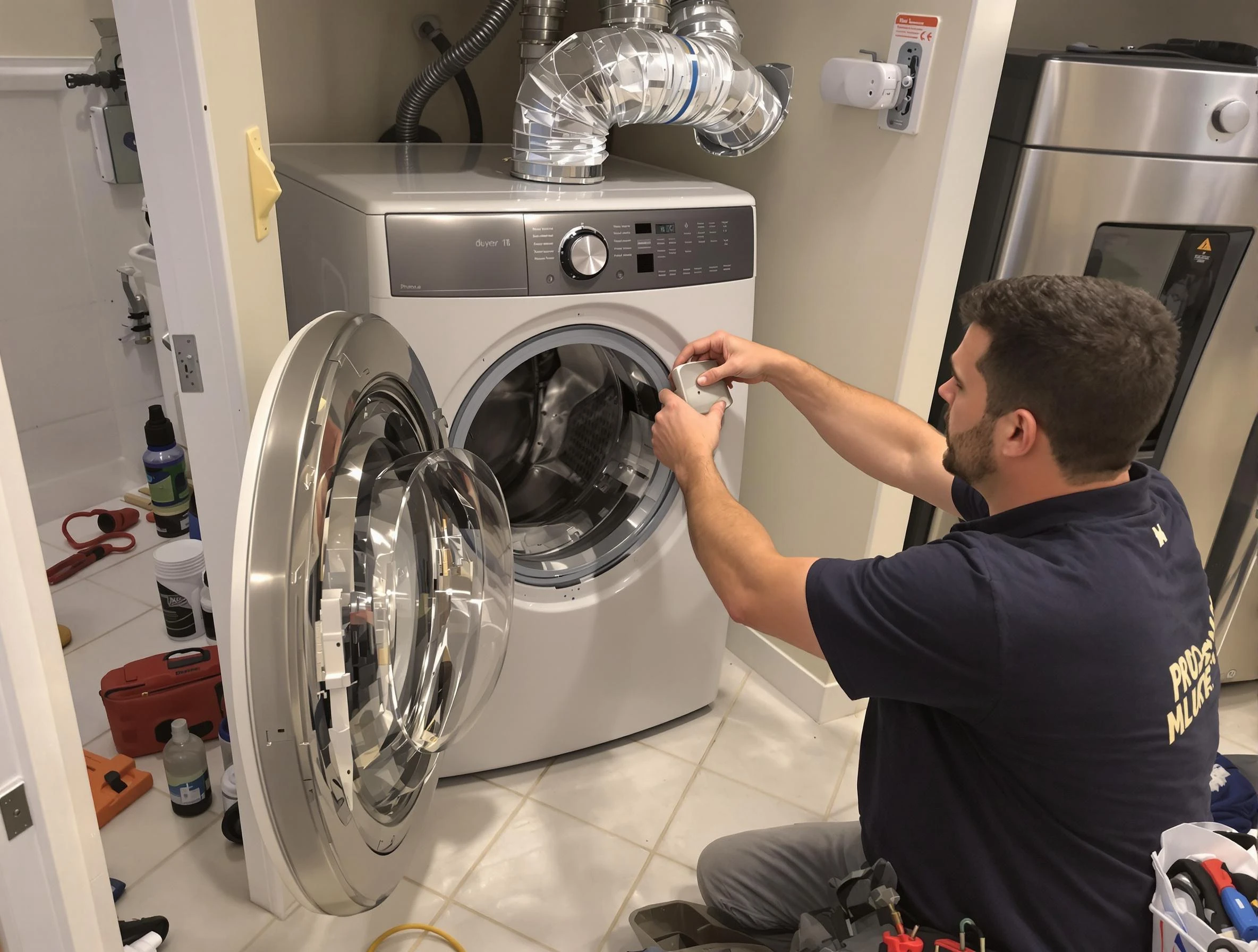 Lynn Dryer Vent Cleaning technician performing precise dryer vent hose installation in Lynn